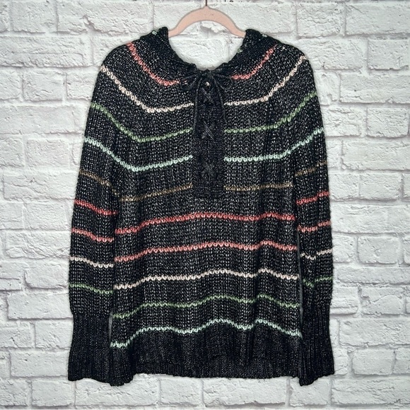 Torrid Chunky Pullover Hooded Striped Raglan Sweater - Picture 7 of 13